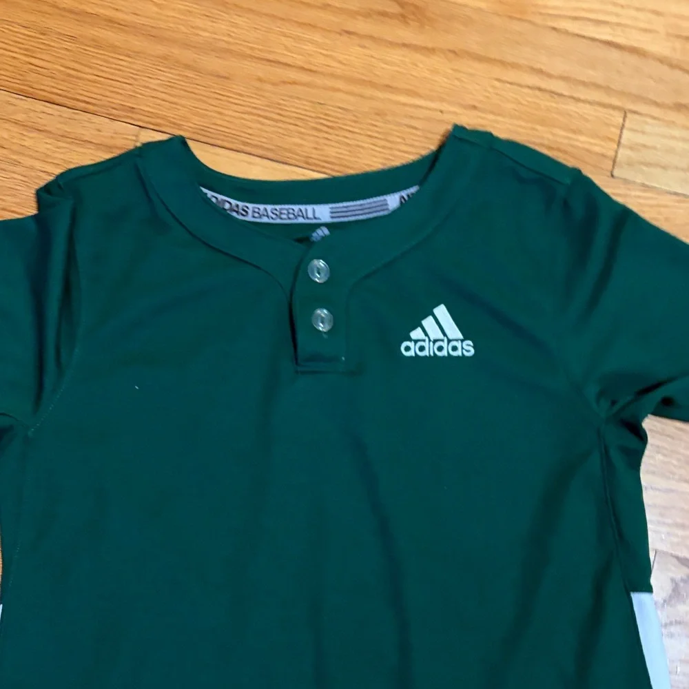 Adidas Kids Dark Green Baseball Shirt - Picture 2 of 7